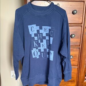 Aerie Navy Graphic Crewneck Sweater